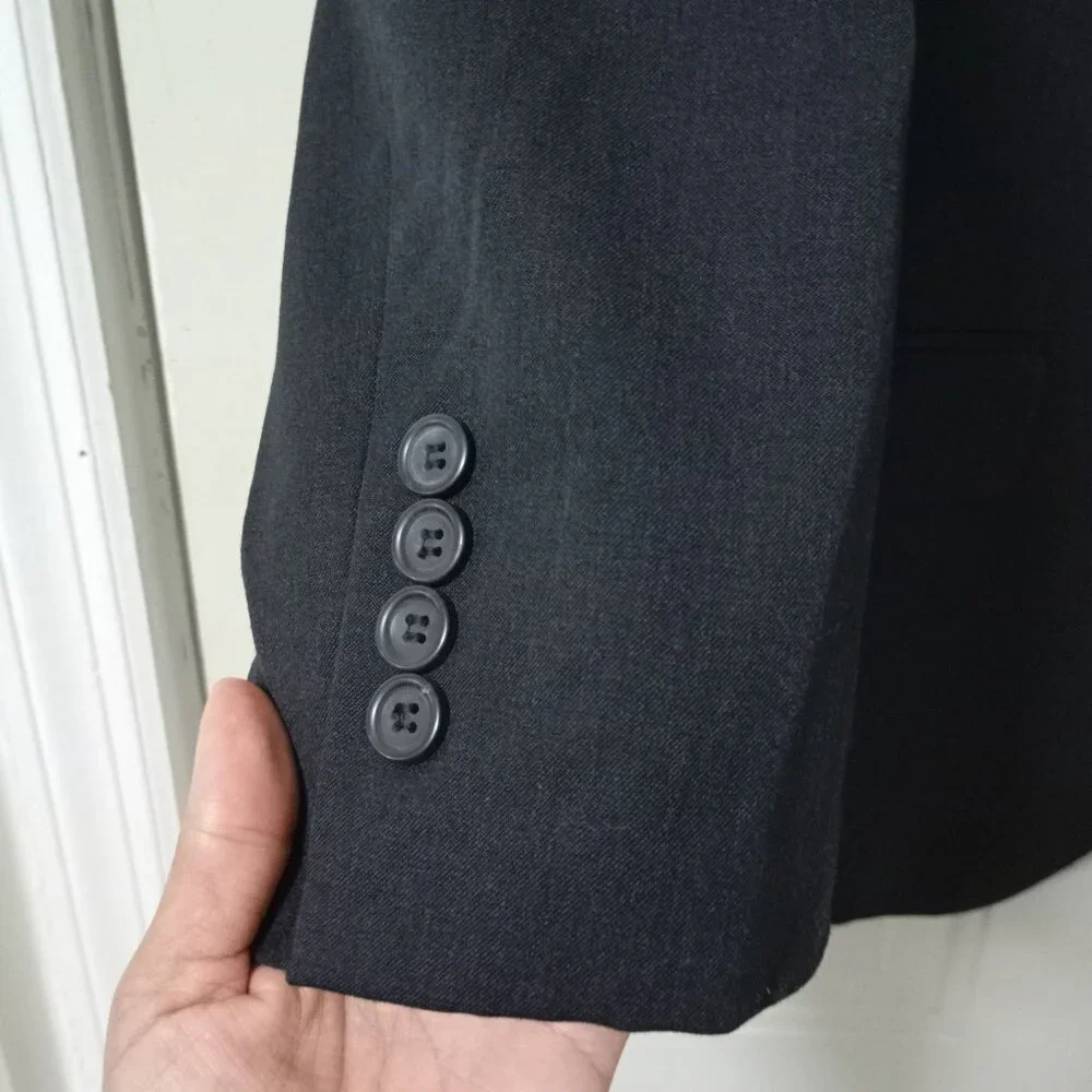 Pronto Uomo Platinum 100% Wool Black Business Blazer Jacket Sport Coat Men's 42